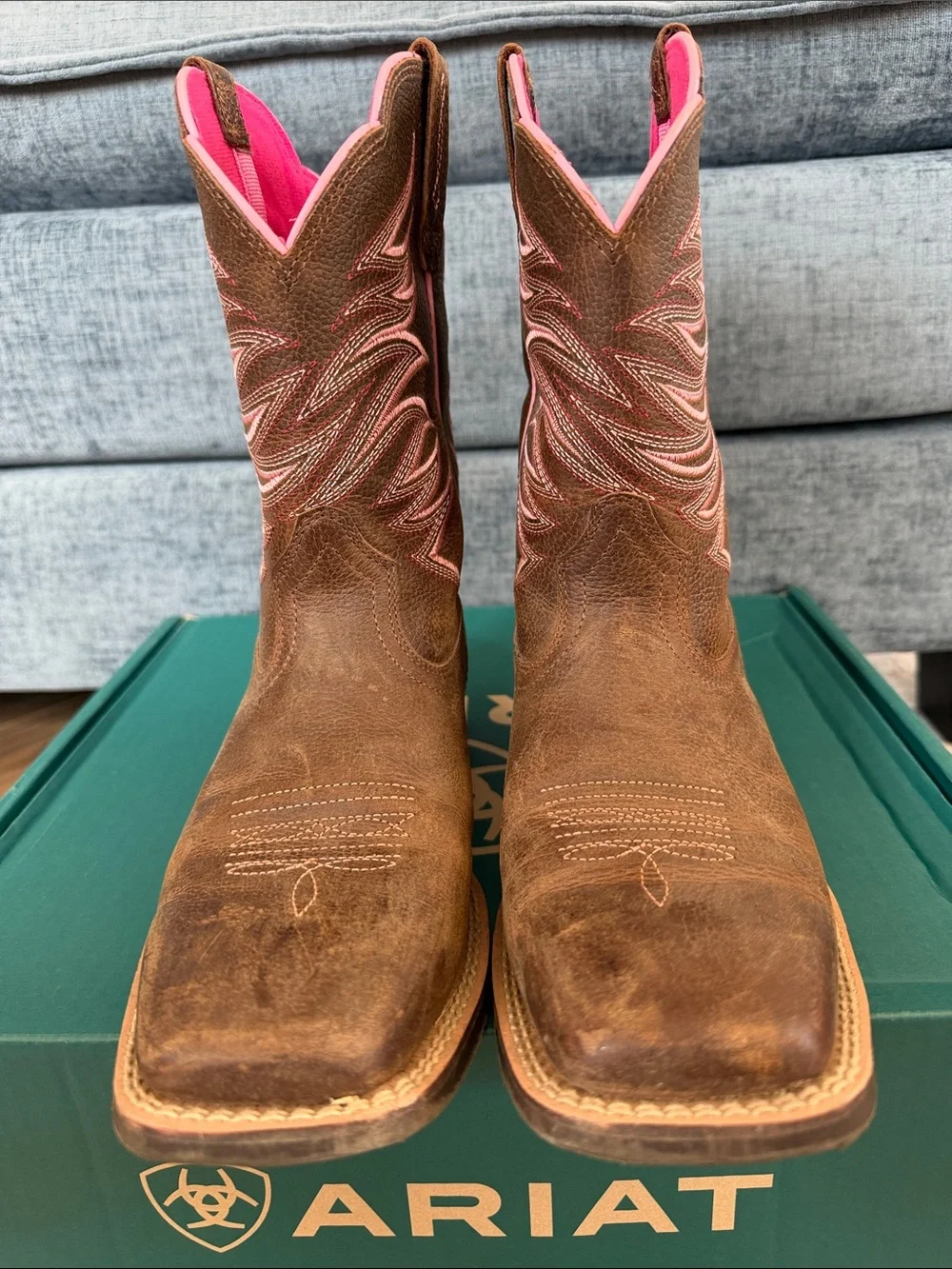 Ariat Kids Firecatcher Brown and Pink Western Cowgirl Boots